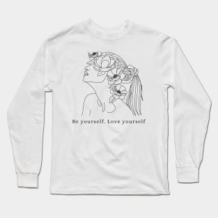 Be yourself love yourself line art Long Sleeve T-Shirt